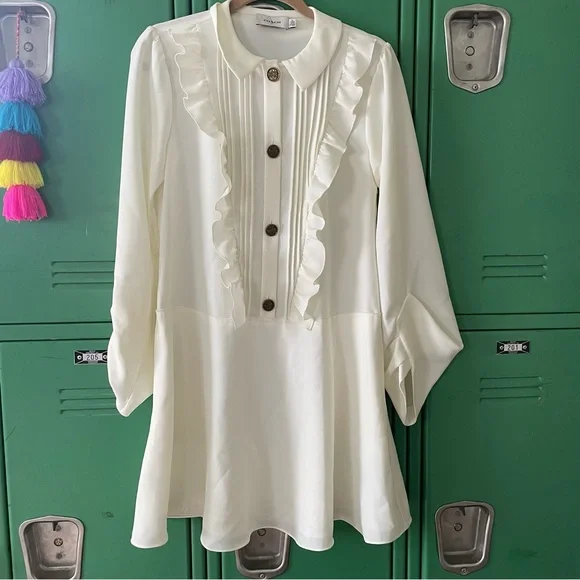 Coach | Dresses | Coach Ruffle Bib Dress Size 4 | Poshmark